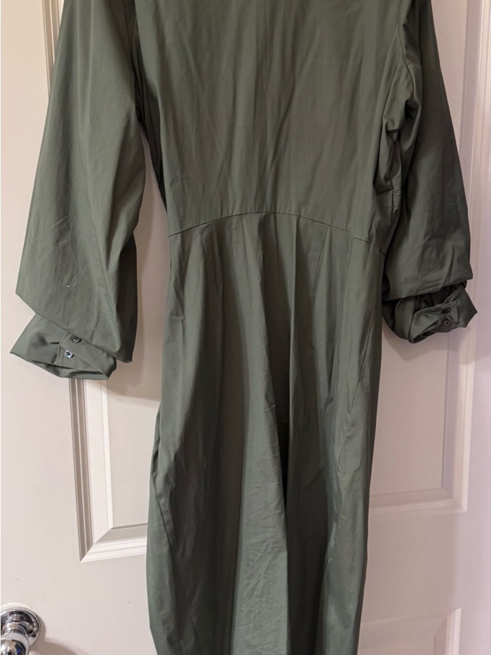 Veronica Beard Afton Olive Wrap Midi Dress size 12 w Gold Ring beautiful - Picture 5 of 12